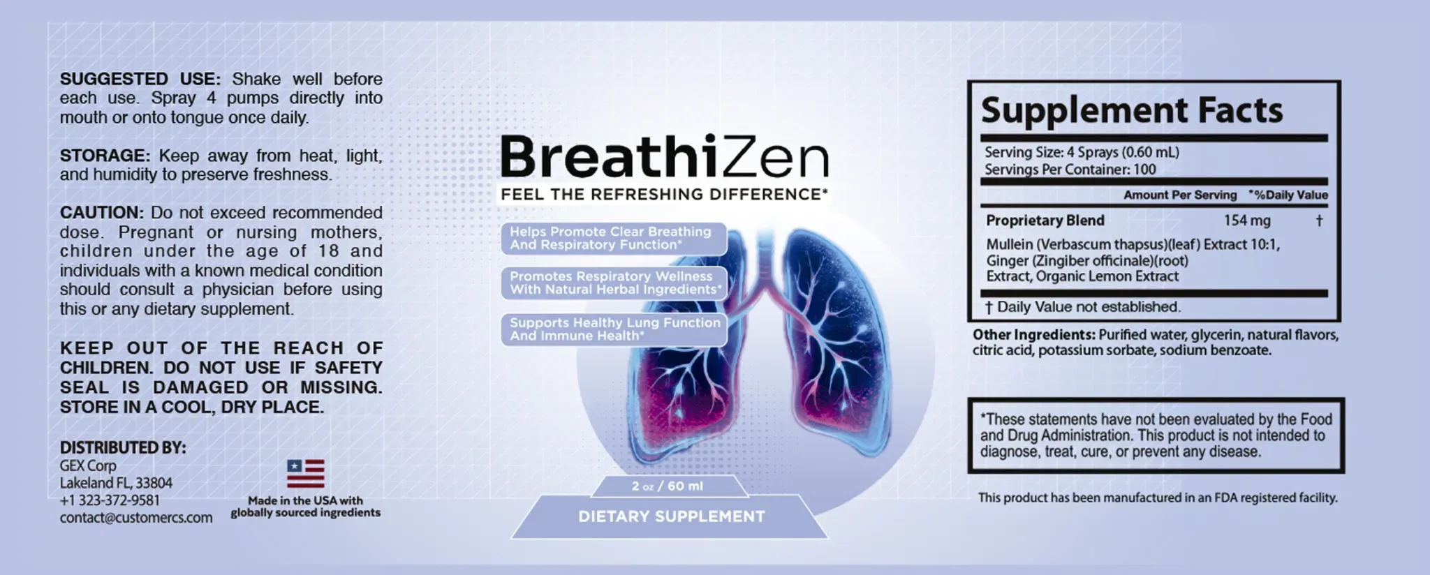BreathiZen supplement facts